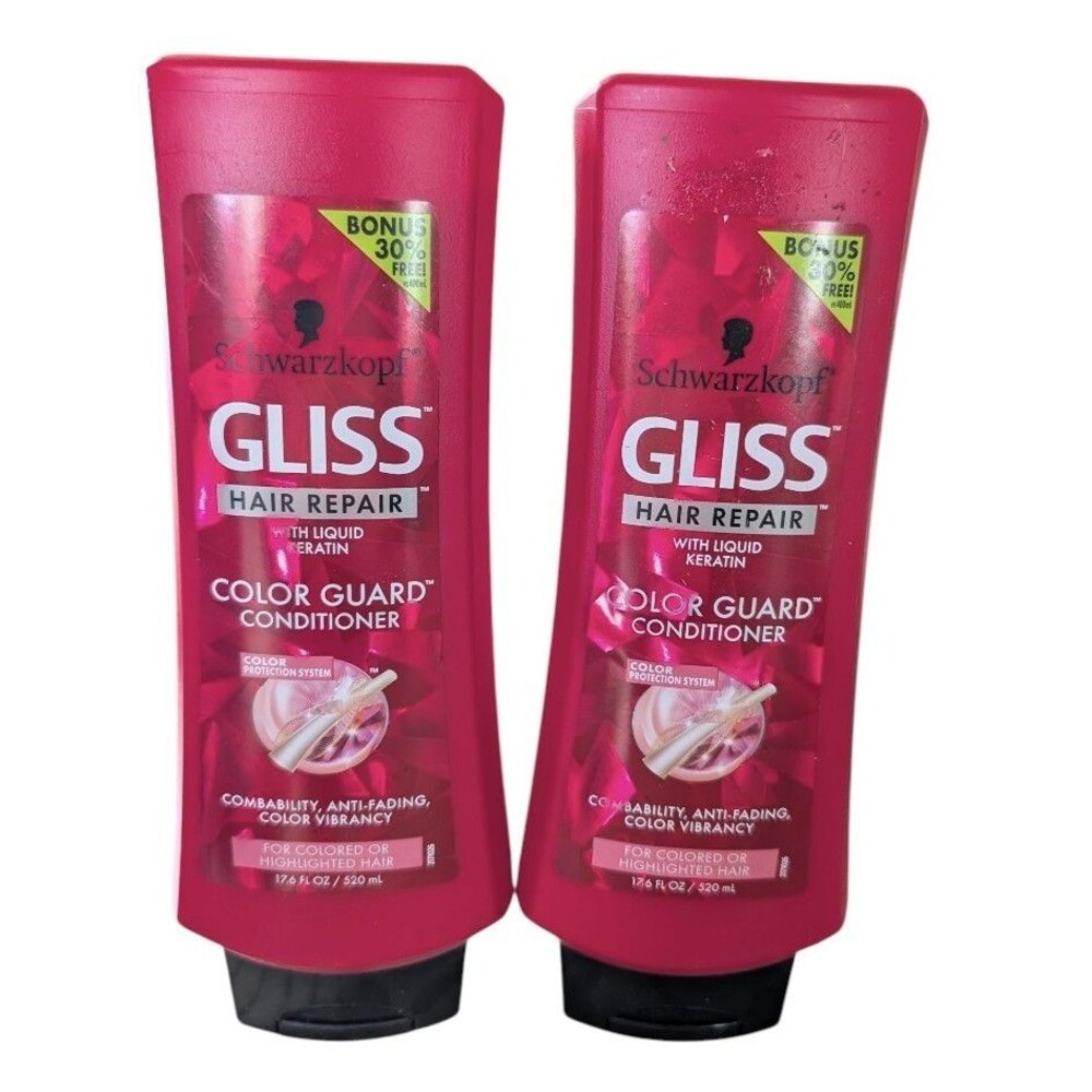 2X Schwarzkopf Gliss Hair Repair Keratin Color Guard Conditioner Bonus Size New